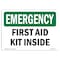 Signmission OSHA Emergency Sign, 7" Height, Rigid Plastic, First Aid Kit Inside, Landscape, EM-P-L-10323 OS-EM-P-710-L-10323 - alternate 1